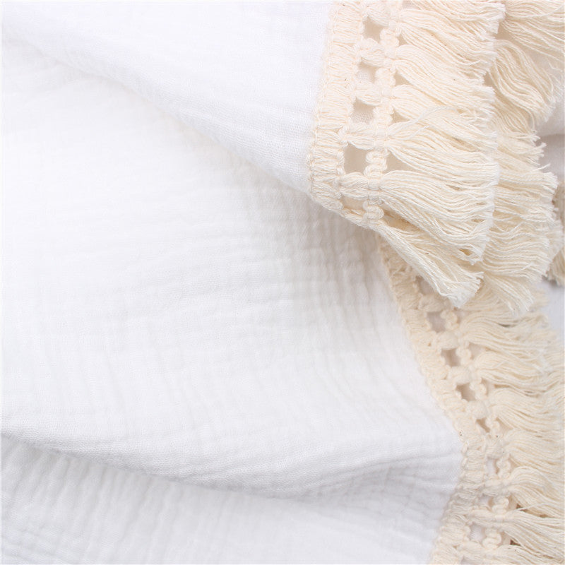 Baby Fringe Blanket Wrap Towel – Soft Newborn Swaddle & Bath Wrap
