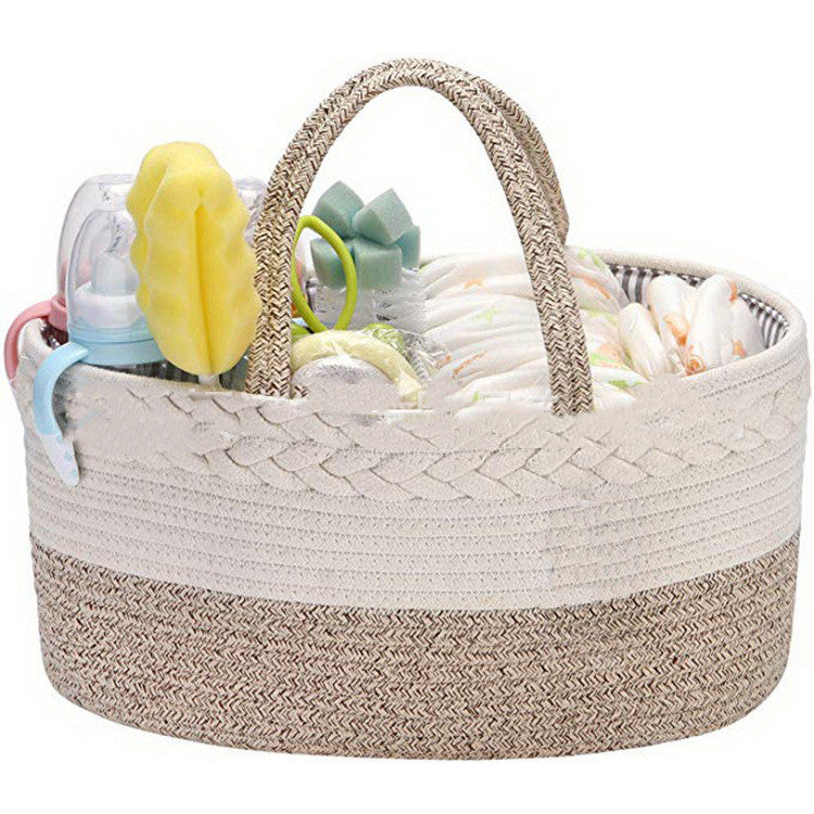Stylish Cotton Woven Mommy Diaper Bag – Foldable for Easy Carry & Organization