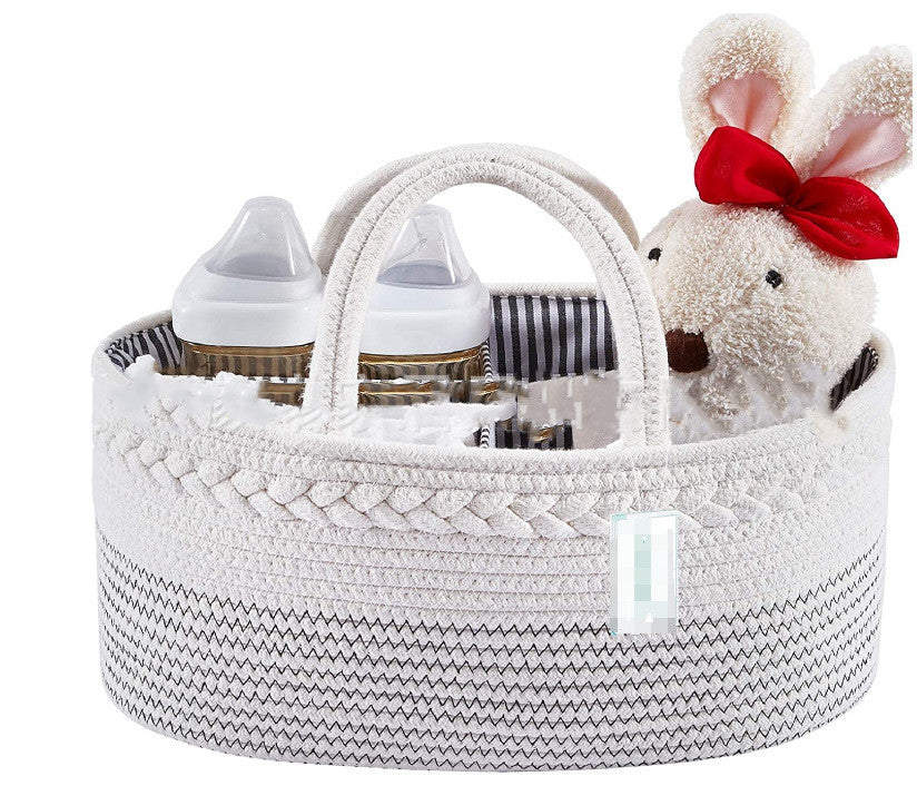 Stylish Cotton Woven Mommy Diaper Bag – Foldable for Easy Carry & Organization