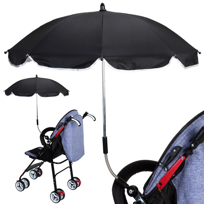 360° Adjustable Pram & Stroller Umbrella – Universal Baby Sunshade & rain umbrella