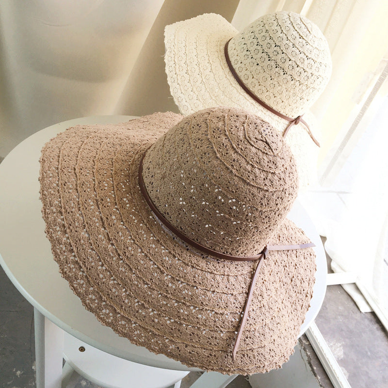 Foldable Women’s Straw Beach Sun Hat – Wide Brim Summer Travel Cap