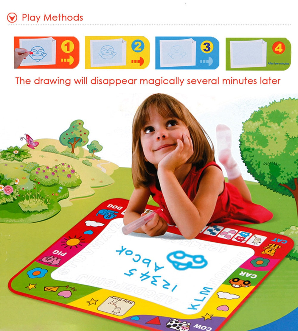 Magic Water Doodle Mat 80×60cm – Mess-Free Drawing & Painting Play Mat for Kids, reusable