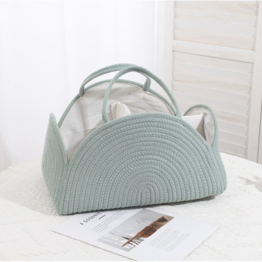 Baby Diaper Caddy Organizer, Cotton Rope Diaper Caddy Basket, Large Storage Basket 37x27x22cm For Newborn Boys And Girls, Gift For Baby Shower List, Newborn Essentials, Earthy Rainbow