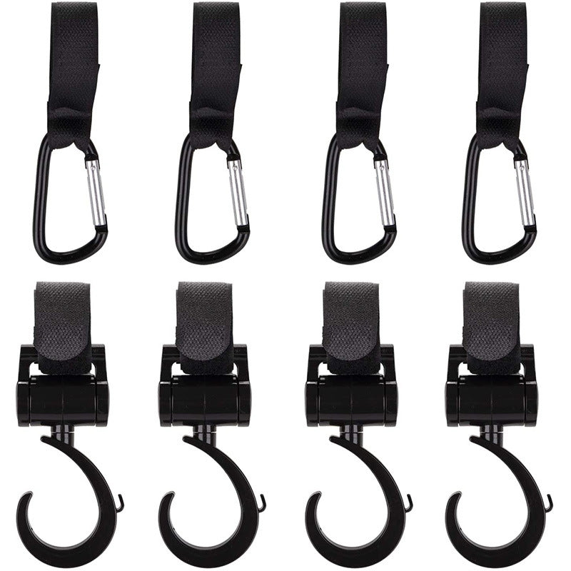 360° Rotating Baby Stroller Hooks — Universal Hang Bag Organizer for Diaper & Shopping Bags