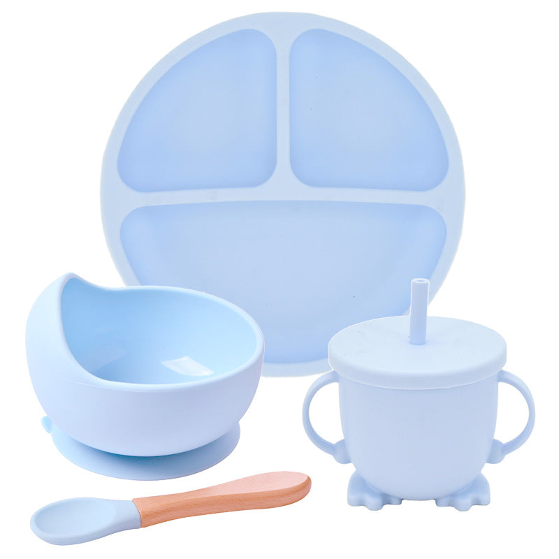 Baby Silicone Feeding Set – Suction Plate, Bowl, Spoon & Straw Cup (Food-Grade Silicone)