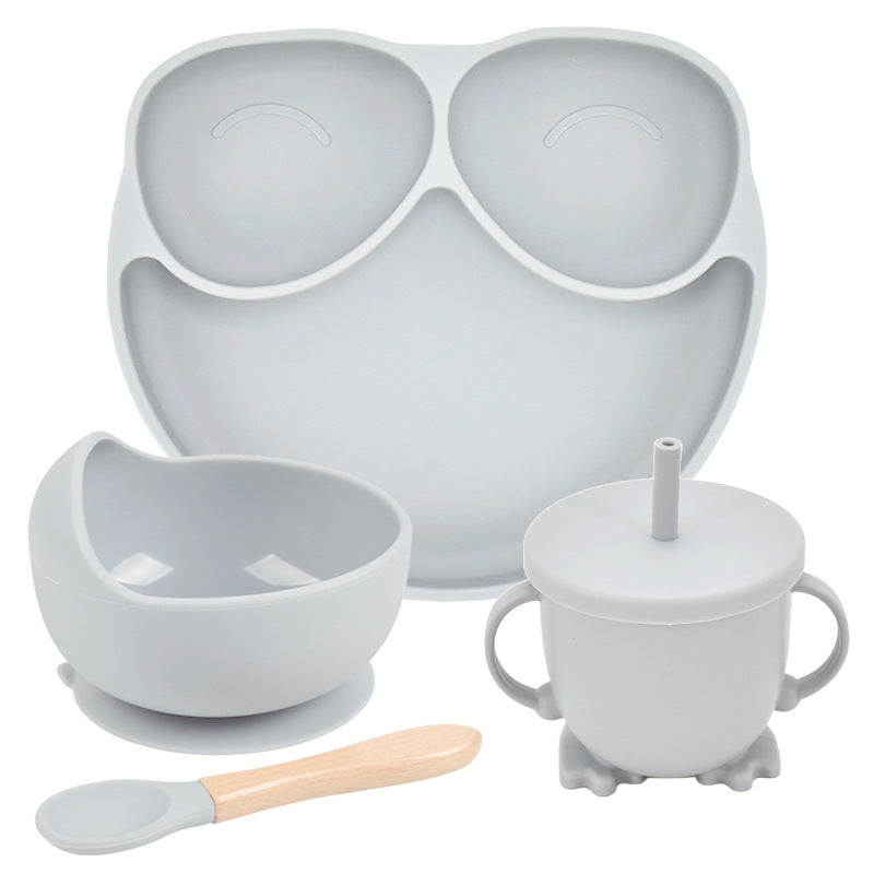 Baby Silicone Feeding Set – Suction Plate, Bowl, Spoon & Straw Cup (Food-Grade Silicone)