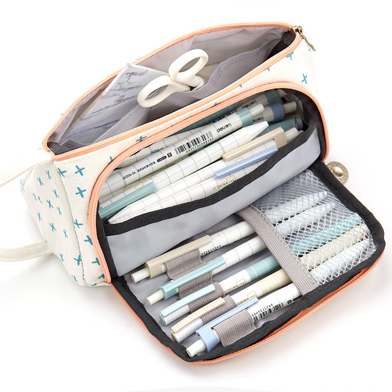 Plaid Pencil Case – Large School Stationery Bag for Kids & Students