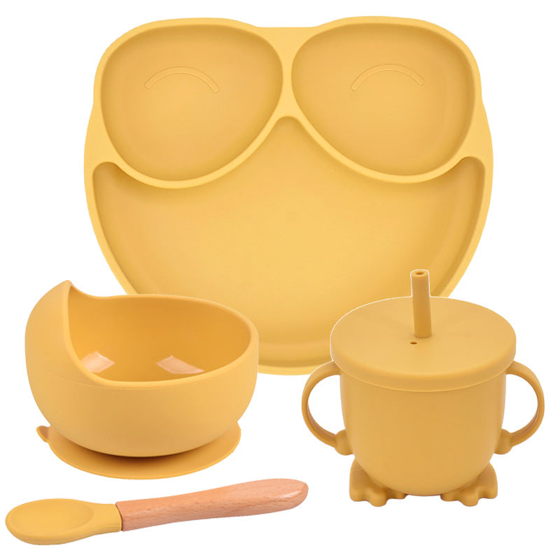 Baby Silicone Feeding Set – Suction Plate, Bowl, Spoon & Straw Cup (Food-Grade Silicone)