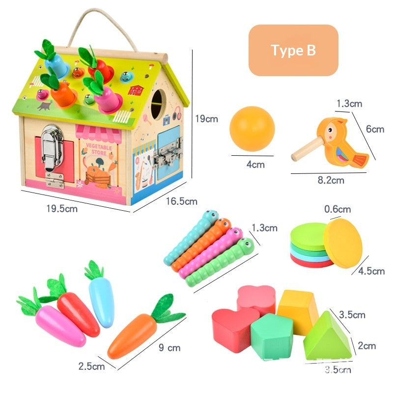 Wooden Montessori Busy Board Nut Toolbox — Educational Tool & Sensory Toy for Kids