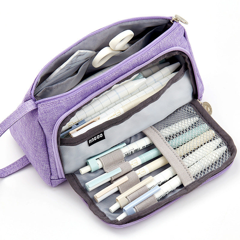 Plaid Pencil Case – Large School Stationery Bag for Kids & Students