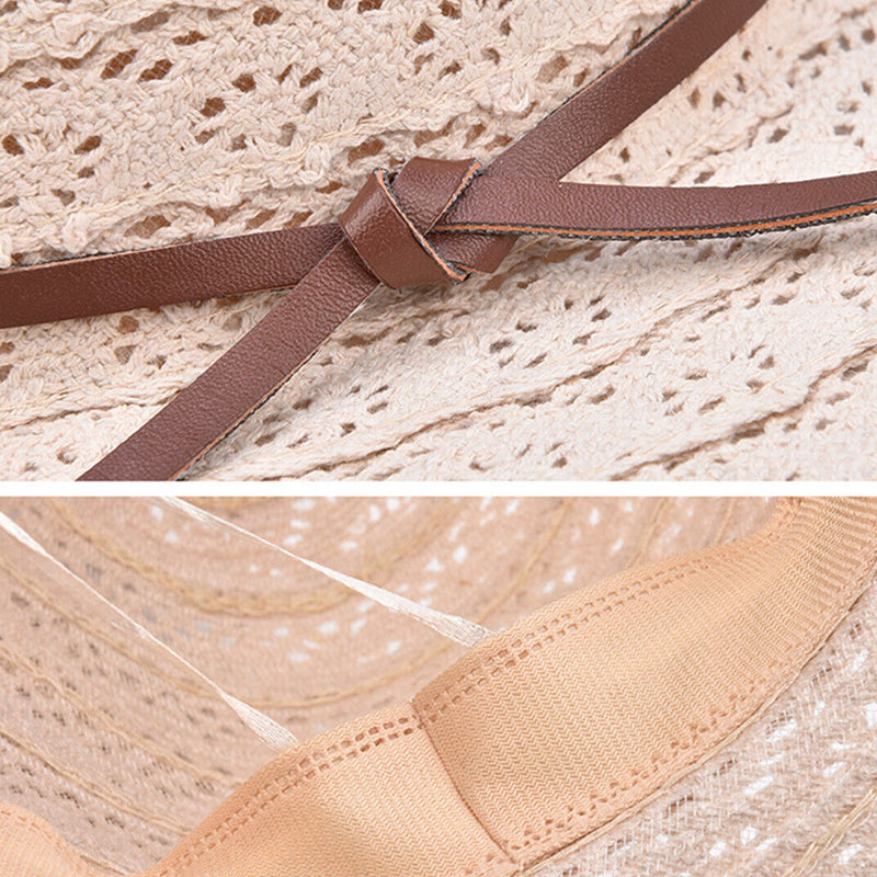Foldable Women’s Straw Beach Sun Hat – Wide Brim Summer Travel Cap