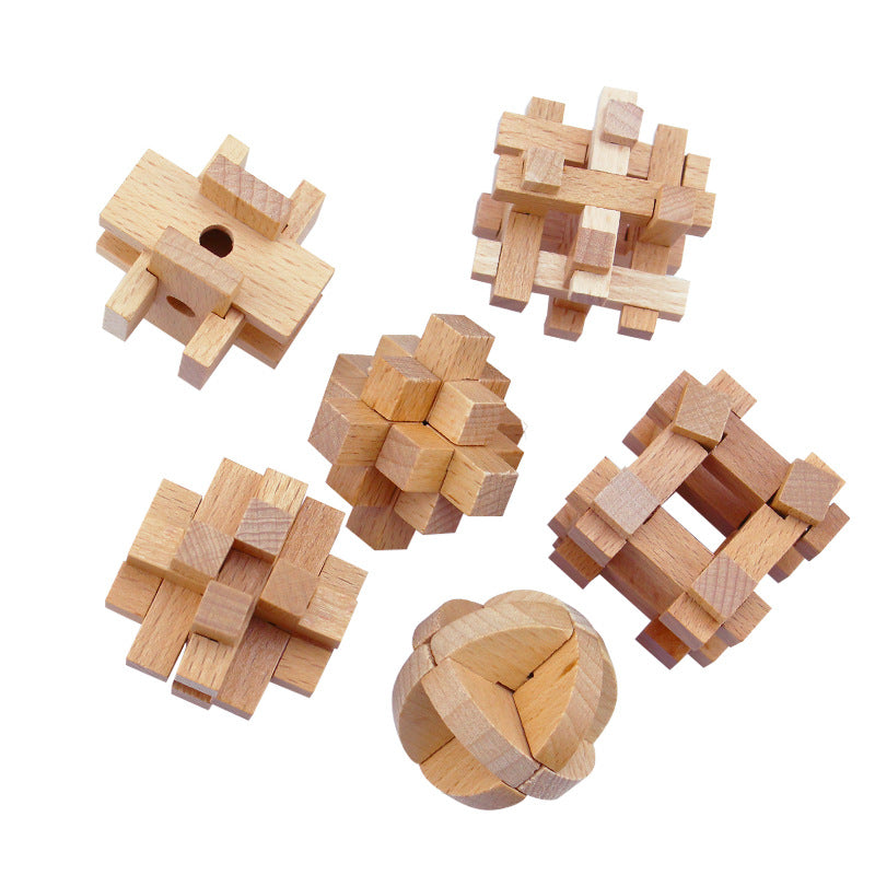 Wooden Brain Teaser Puzzle Set (9-Piece) – Logic & Thinking Gift for Kids & Adults