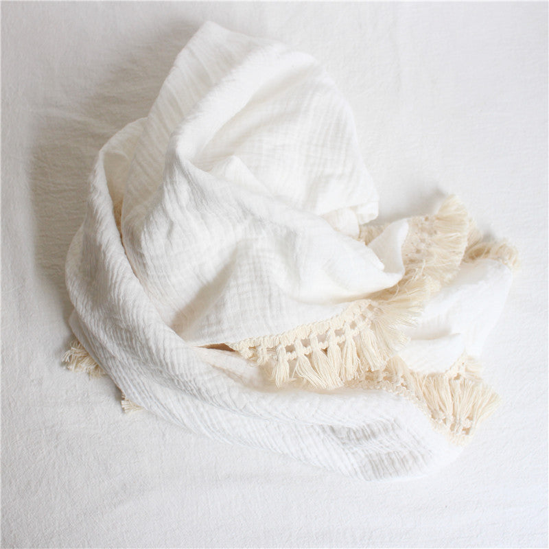 Baby Fringe Blanket Wrap Towel – Soft Newborn Swaddle & Bath Wrap