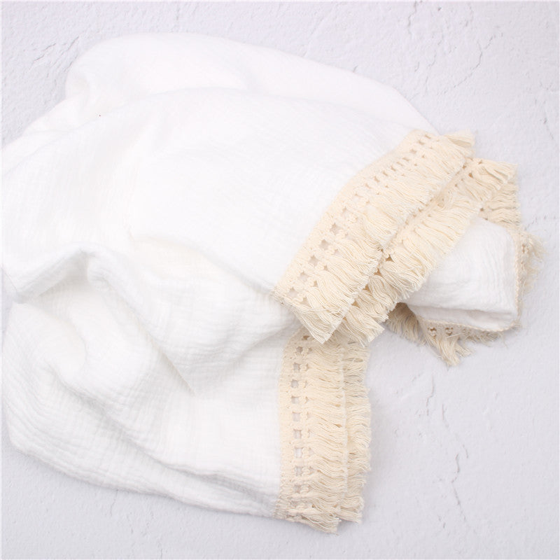 Baby Fringe Blanket Wrap Towel – Soft Newborn Swaddle & Bath Wrap