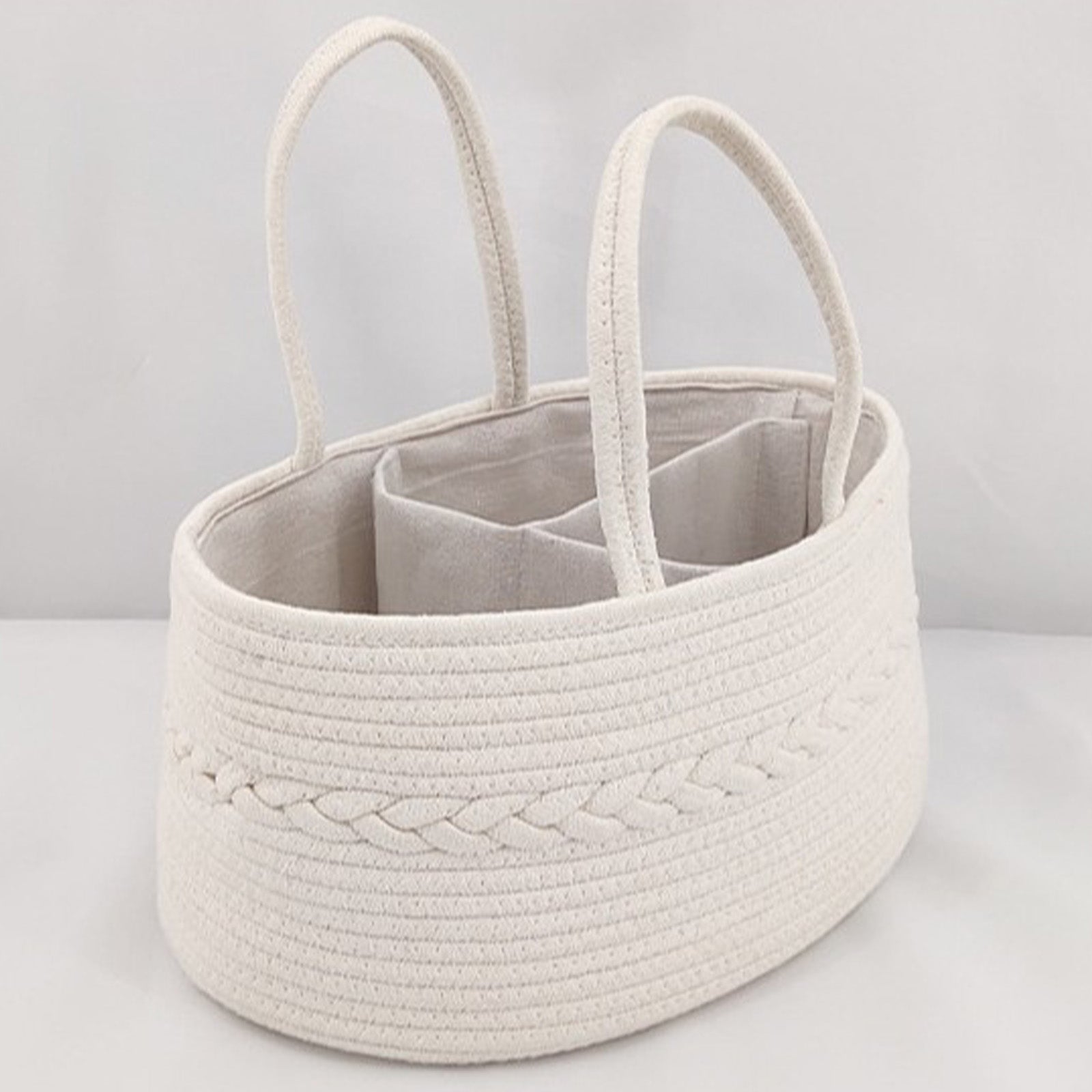 Diaper Caddy Organizer, Large Cotton Rope Nursery Baby Basket, Changing Table Organizer For Baby Diaper Storage, Portable Car Organizer With Removable Divider, Baby Shower Gifts