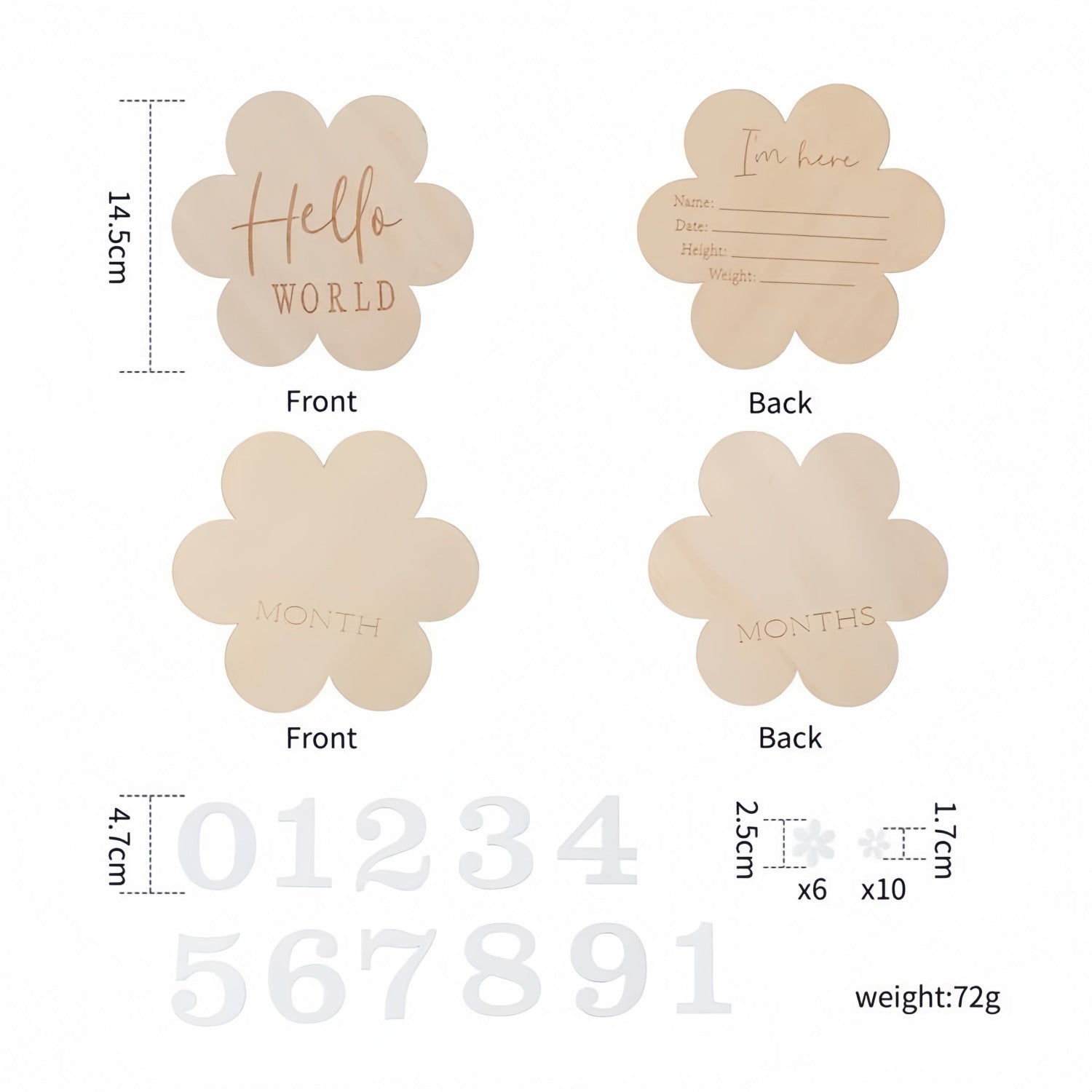 Baby Milestone Wooden Photo Props