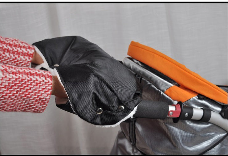Windproof Plush Stroller Gloves – Warm Hand Muffs for Prams & Pushchairs