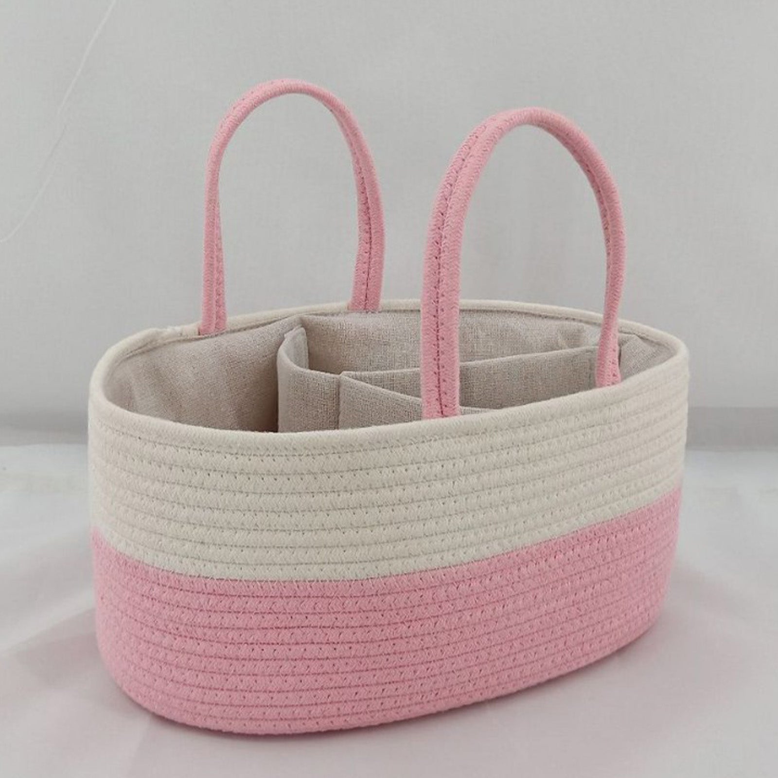 Diaper Caddy Organizer, Large Cotton Rope Nursery Baby Basket, Changing Table Organizer For Baby Diaper Storage, Portable Car Organizer With Removable Divider, Baby Shower Gifts