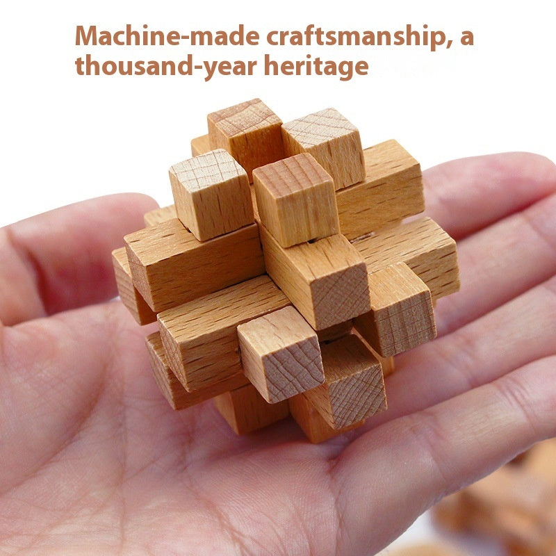 Wooden Brain Teaser Puzzle Set (9-Piece) – Logic & Thinking Gift for Kids & Adults