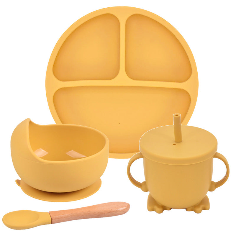 Baby Silicone Feeding Set – Suction Plate, Bowl, Spoon & Straw Cup (Food-Grade Silicone)