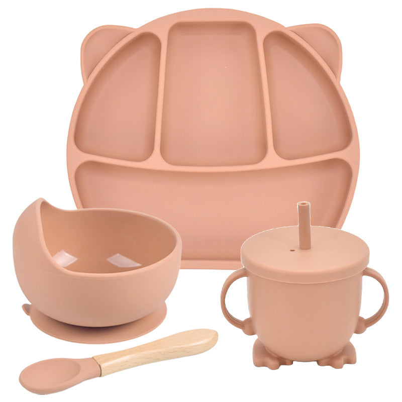 Baby Silicone Feeding Set – Suction Plate, Bowl, Spoon & Straw Cup (Food-Grade Silicone)