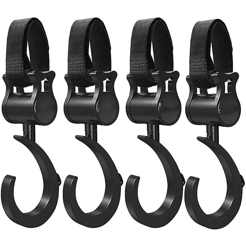 360° Rotating Baby Stroller Hooks — Universal Hang Bag Organizer for Diaper & Shopping Bags