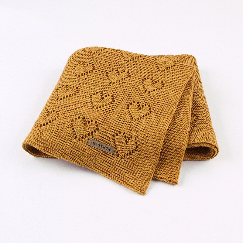 Knitted Heart Baby Blanket – Soft Windproof Stroller & Comfort Blanket (100×80 cm)