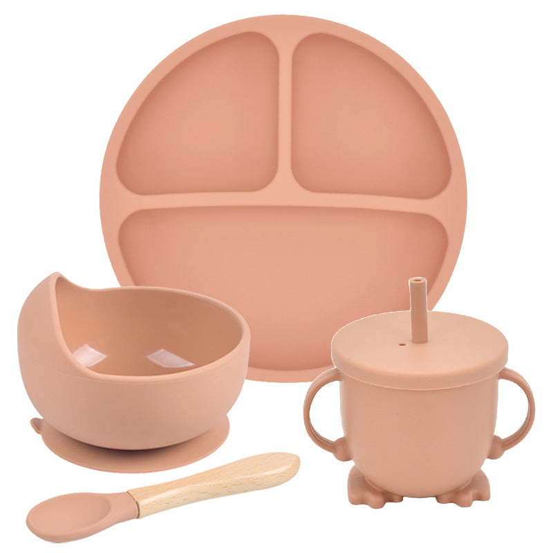 Baby Silicone Feeding Set – Suction Plate, Bowl, Spoon & Straw Cup (Food-Grade Silicone)