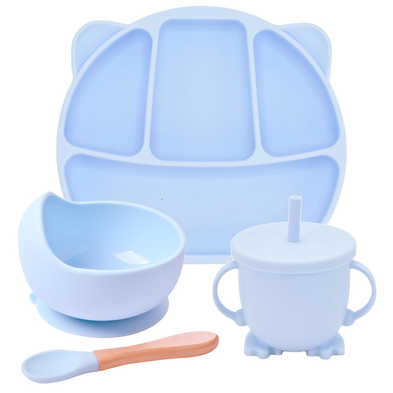 Baby Silicone Feeding Set – Suction Plate, Bowl, Spoon & Straw Cup (Food-Grade Silicone)