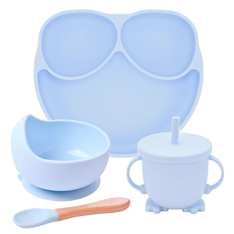 Baby Silicone Feeding Set – Suction Plate, Bowl, Spoon & Straw Cup (Food-Grade Silicone)